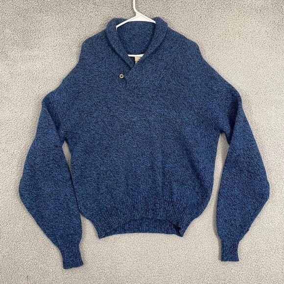VTG EMS Eastern Mountain Sports Sweater Men XL Blue Wool Shawl Neck Pullover - Picture 1 of 8